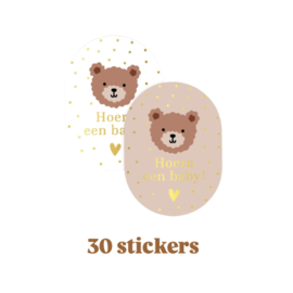 30x Sticker Little Bears ovaal- beren - Sluitsticker