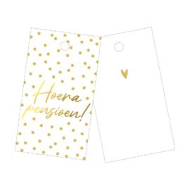3x Cadeaulabel 'Hoera Pensioen'