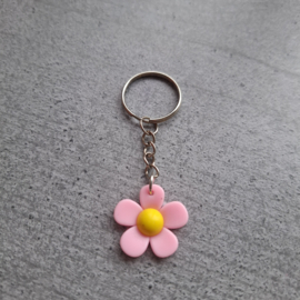 Sleutelhanger Bloem licht roze geel