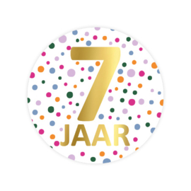 5x Sticker ' 7 jaar' Confetti