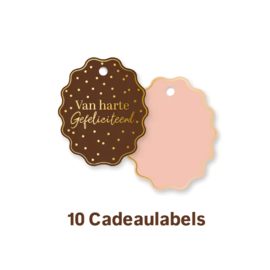 10 Cadeaulabel van harte gefeliciteerd   - bruin - naamkaartje