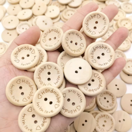 20 knoopjes Handmade with love - zelfgemaakt - DIY - kleding maken - 15mm