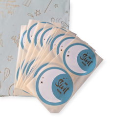 20x Cadeauzak + 20x naamsticker -  Sint Songtekst BLAUW Sinterklaas 17x25cm