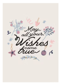 Wenskaart A6 kerst " may all your wishes come true"