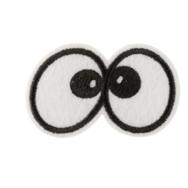 Embleem - 1 stuk  - ogen - cartoon ogen - 3.5 x 6cm - applicatie - opstrijken - strijken - patch