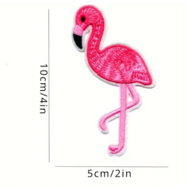Embleem Flamingo- 10 x 5 cm - applicatie - opstrijken - strijken - patch