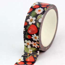 Washi Tape - Aardbeien -  15mm breed en 10m lang - siertape - tape - journaling -