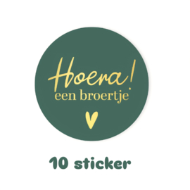 10x sticker - HOERA een Broertje - geboorte - baby - Grote zus broer- leuk inpakken - Sluitstickers  - cadeausticker