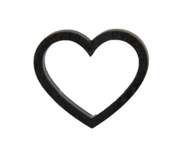 5x  Zwarte houten hartjes