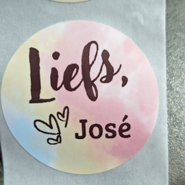 Persoonlijke Stickers LIEFS, naam Roze / Geel / Blauw