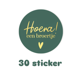 30x sticker - HOERA een broertje - geboorte - baby - Grote zus broer - leuk inpakken - Sluitstickers  - cadeausticker