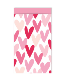 5x Cadeauzakje HartjesRegen Roze 12x19cm
