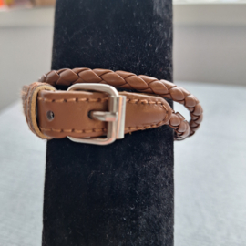 Bruin leren armband wikkel met gesp