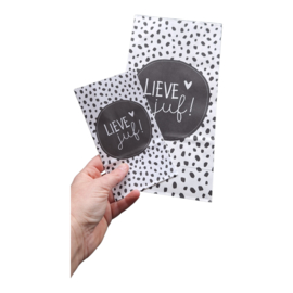 Kraft papieren zakken - Lieve juf 1x 14x8x26cm en 1x  9x5x16cm  - school - leerkrach - jufvrouw - juffendag - onderwijs