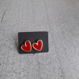 1 paar hartjes oorbellen rood
