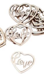 5x Houten LOVE hartje