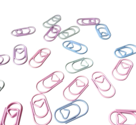20x Gekleurde paperclips Hartje