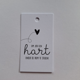 3x Cadeaulabel " Om een HART onder de riem te steken"