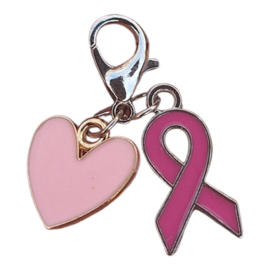 2x hanger roze strik met hartje