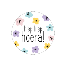 10x Sticker "Hiep Hiep Hoera! "  Bloemen