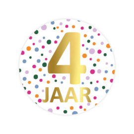 5x Sticker ' 4 jaar' Confetti