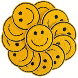 Embleem smiley - emoji - 6 x 6 cm - applicatie - opstrijken - strijken - patch