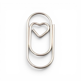 20 mini paperclips zilver hartje - papierklem - leuk inpakken - trouwen - trouwkaart -