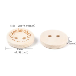 50 knoopjes Handmade with love - zelfgemaakt - DIY - kleding maken - 15mm