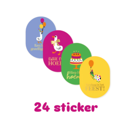 24 stickers feest - kinderfeestje -  Verjaardag - feestje -  kinderverjaardag -  sluitsticker - cadeausticker