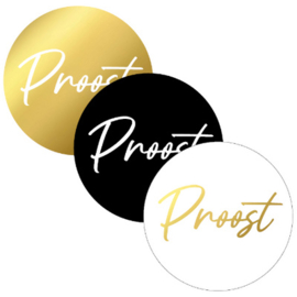 6x Sticker Proost Zwart / Wit / Goud