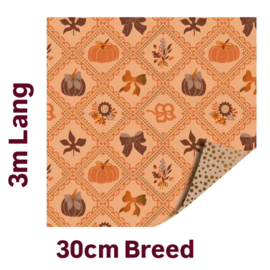 3m Cadeaupapier herfst pompoen - classic  - 30cm breed - dubbelzijdig