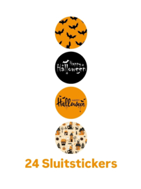 24 sticker Halloween - sluitstickers - Trick or Treat - oktober - happy halloween - vleermuis