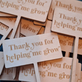 Plantenprikker juf meester - Thank you for helping me grow - Rechthoek - leerkracht -  school - leuk geven - cadeau juffendag
