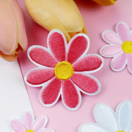 Embleem - 12 stuks - bloemen - mix - roze   - applicatie - opstrijken - strijken - patch