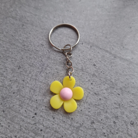 Sleutelhanger Bloem roze geel