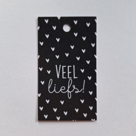 3x Cadeaulabel " Veel Liefs" zwart