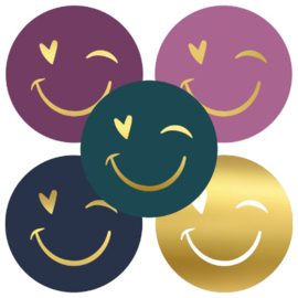5x Sticker Smiley Paars mix