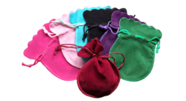 5x zakje velours Roze 9x12cm