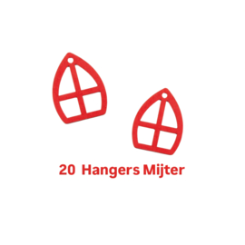 20 hangers Mijter hout - sinterklaas  - cadeau decoratie - leuk inpakken  -