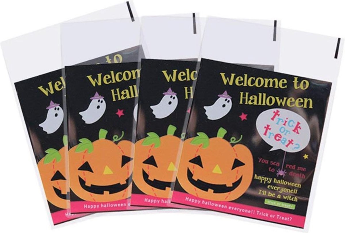 25x cellofaanzakje Halloween - welcome to halloween -