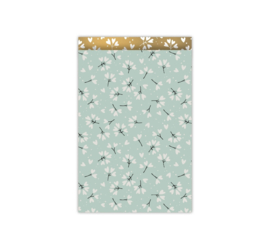 5x  Cadeauzak Natuur Mint goud 17x25cm
