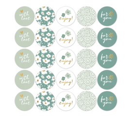 10 Stickers Coeurs de Fleurs Salie