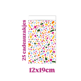25x Cadeauzakje -  Terrazzo - color -  12x19cm -
