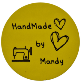Gepersonaliseerde Sticker HandMade Naaimachine GEEL