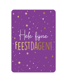 Wenskaart A6 Paars 'Hele Fijne Feestdagen'