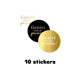 10x sticker - geniet van je pensioen - leuk inpakken - Sluitstickers  - cadeausticker