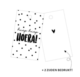 1x Cadeaulabel " Hiep Hiep Hoera"