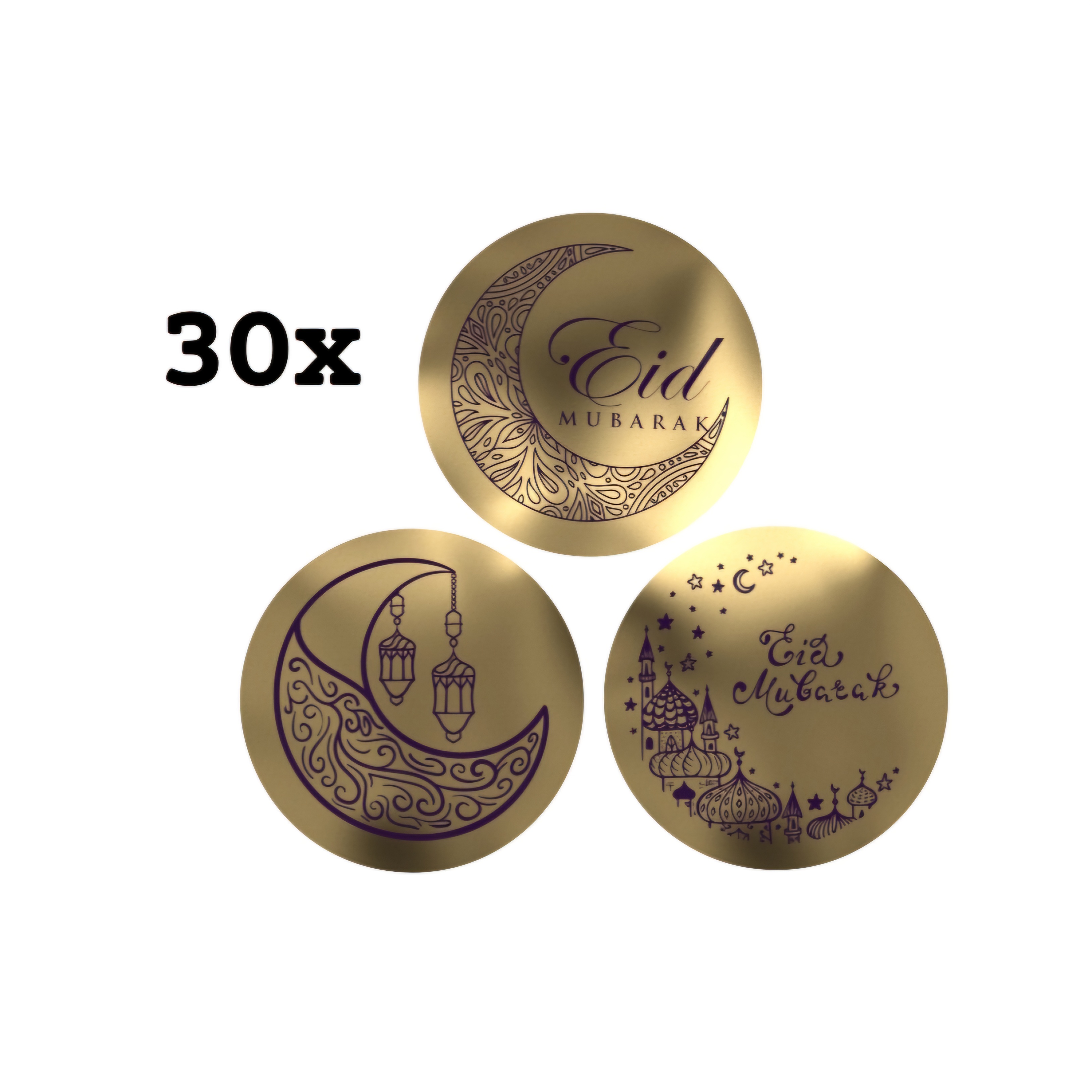 30 Stickers Eid Mubarak goud