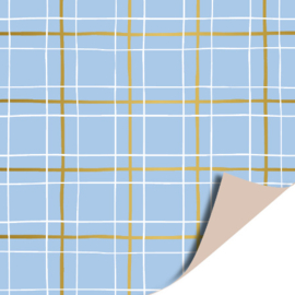 3m Cadeaupapier - ruit - blauw - man - inpakpapier