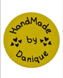 10x gepersonaliseerde Sticker HandMade Hartje rond GEEL